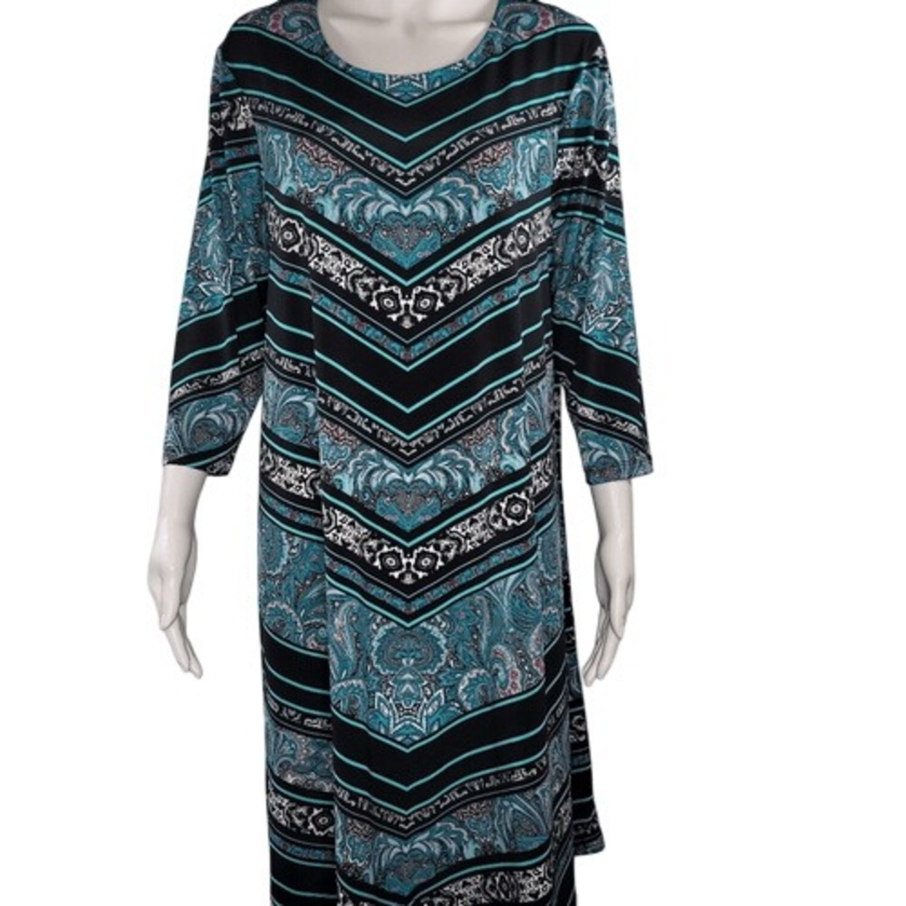 Cato‎ Black & Teal Knee Length Dress
